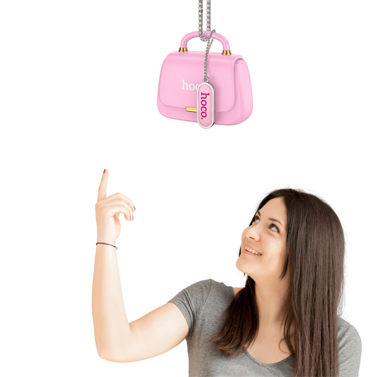 HOCO - Audífonos  con estuche de cartera rosado - HOCO