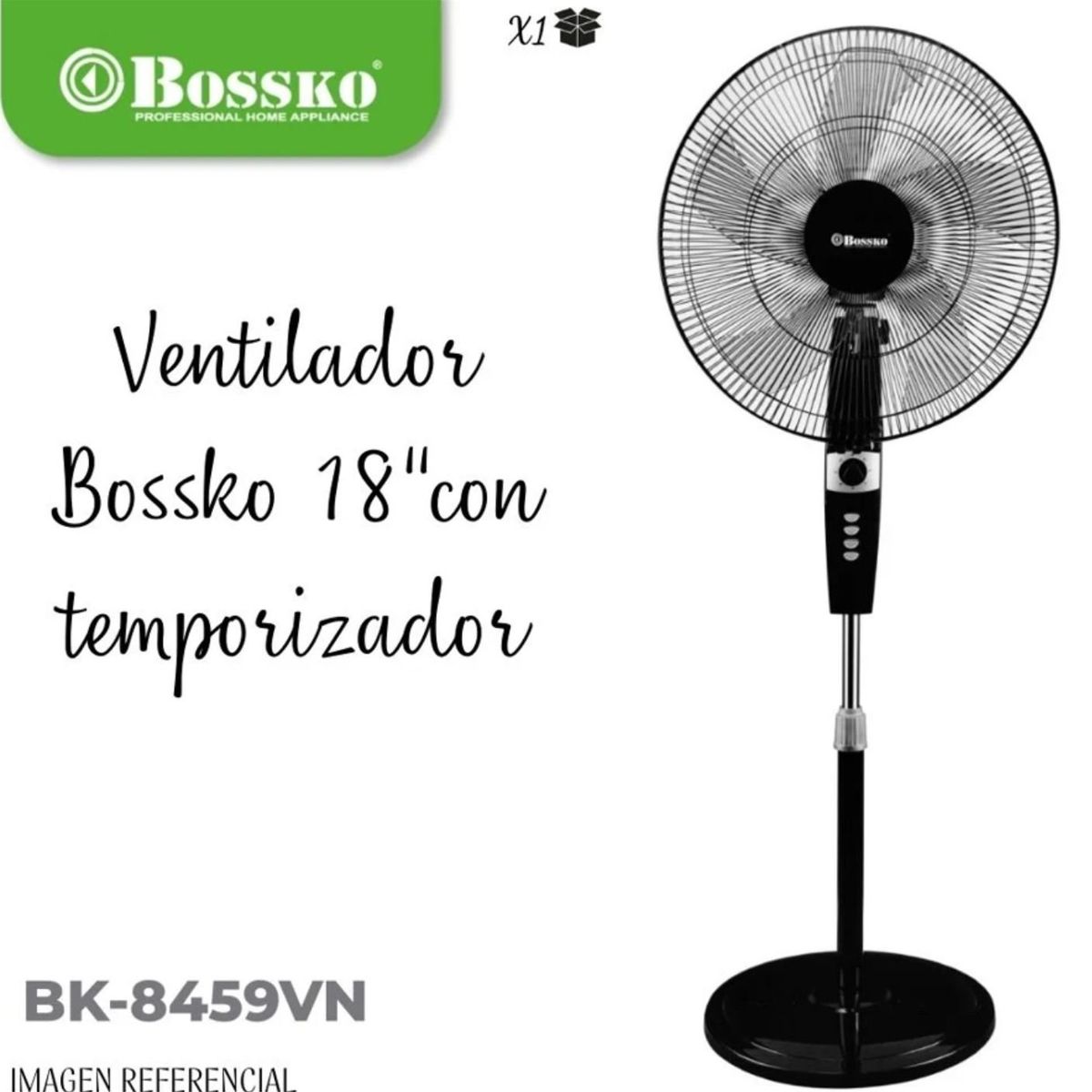 BOSKO - Ventilador de pedestal 18 BOSSKO BK 8459VN Con Temporizador Negro