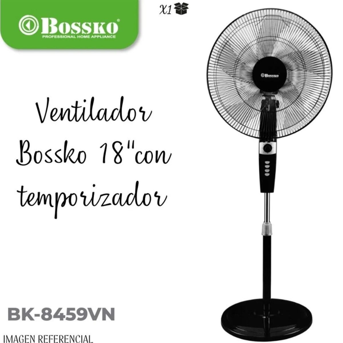 BOSKO - Ventilador de pedestal 18 BOSSKO BK 8459VN Con Temporizador Negro
