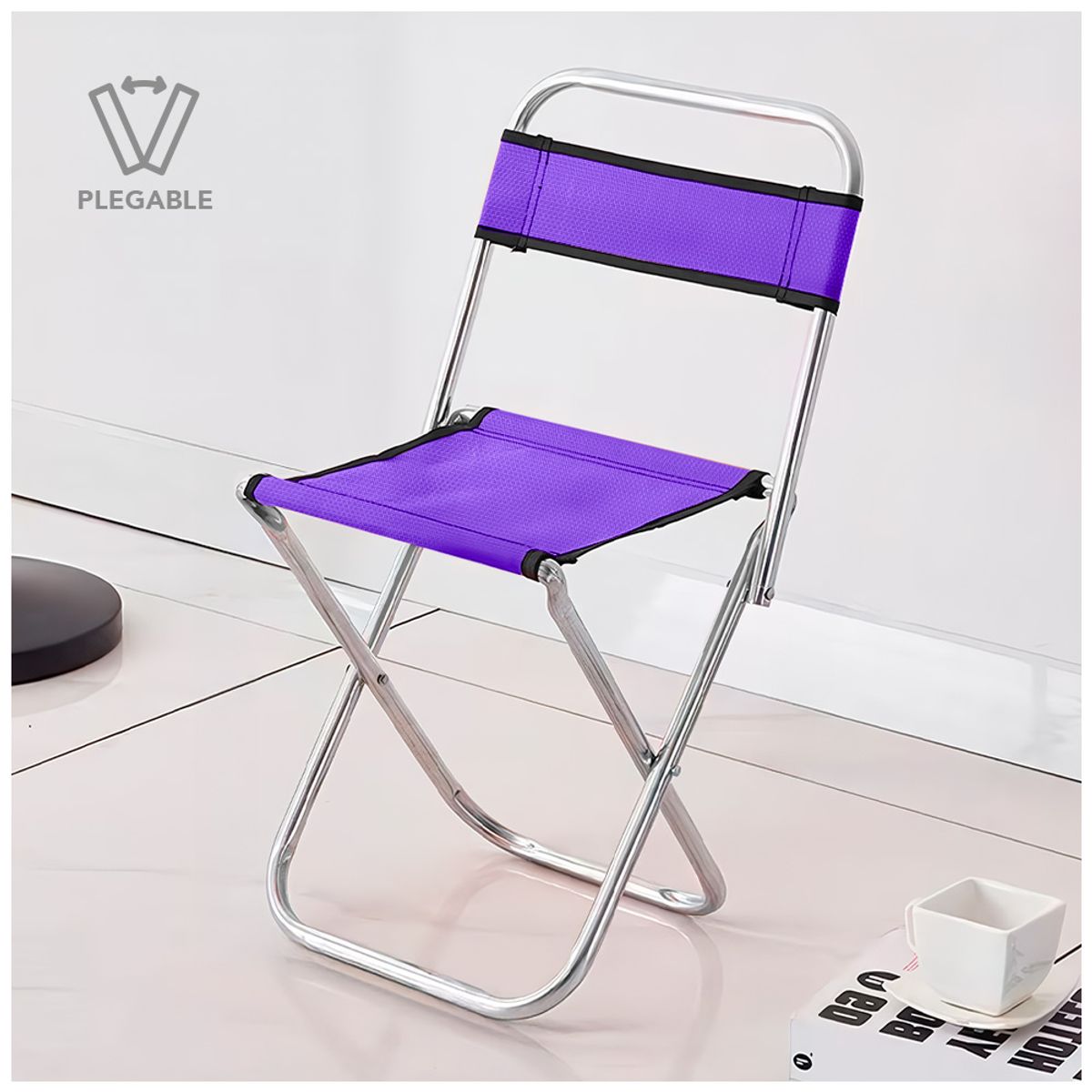 KELLER - Silla Plegable para Playa Camping Jardín 2en1 Morado JD3