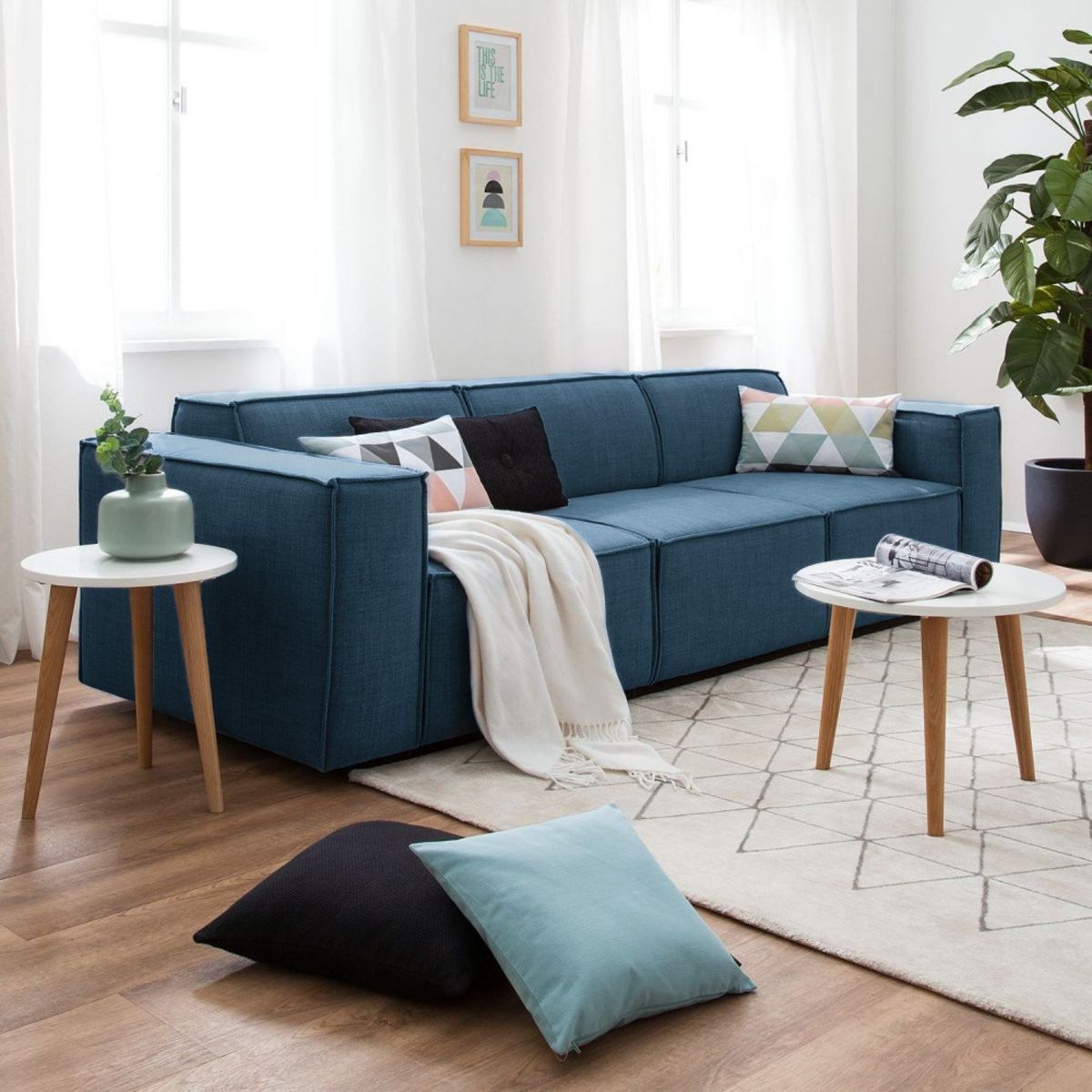 GENERICO - Sofá 3 Cuerpos Vitoriano - Azul Claro