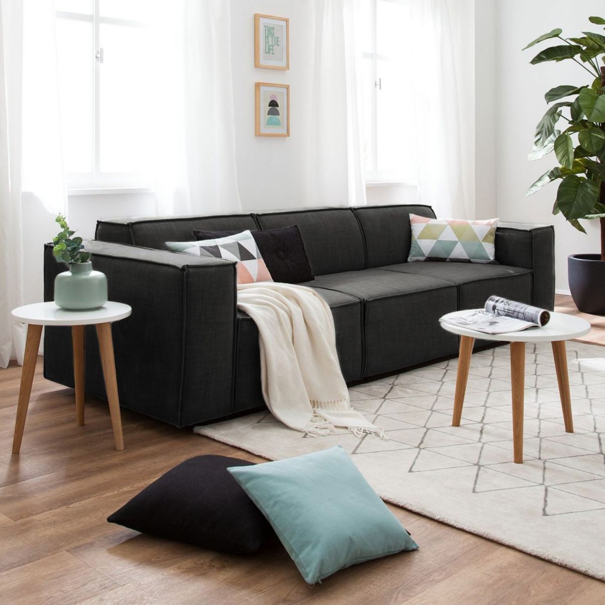 GENERICO - Sofá 3 Cuerpos Vitoriano - Gris Oscuro