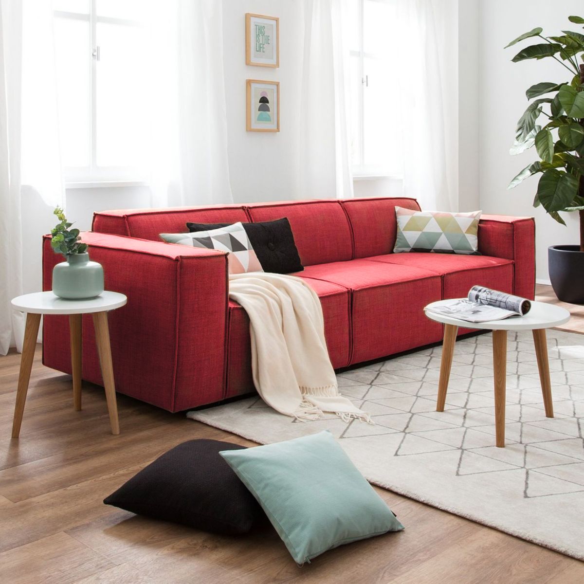 GENERICO - Sofá 3 Cuerpos Vitoriano - Rojo