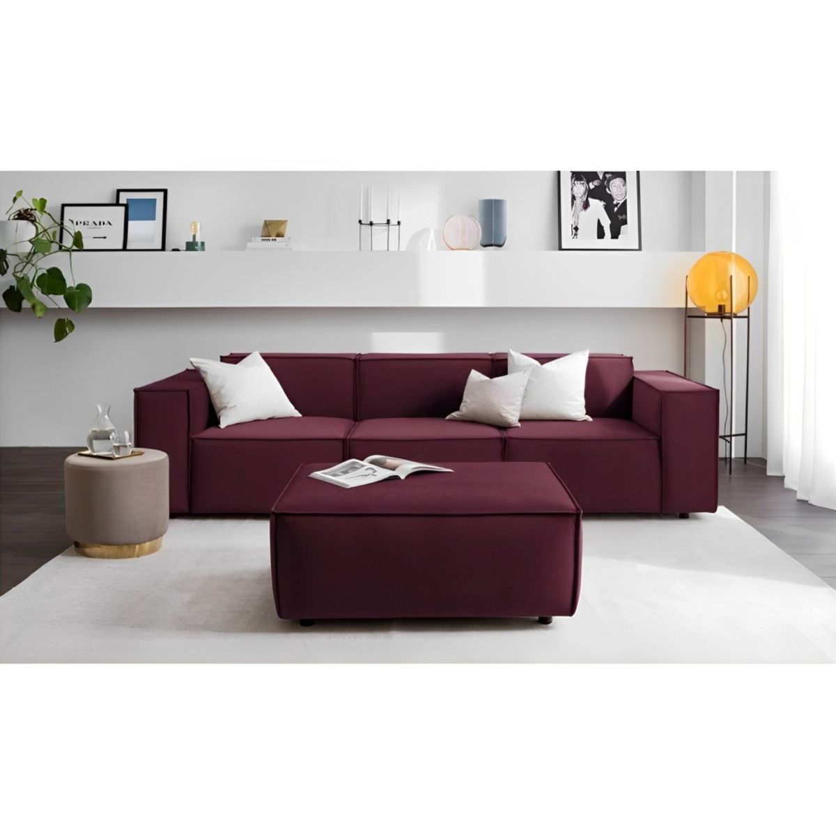 GENERICO - Sofá 3 Cuerpos Vitoriano - Vino