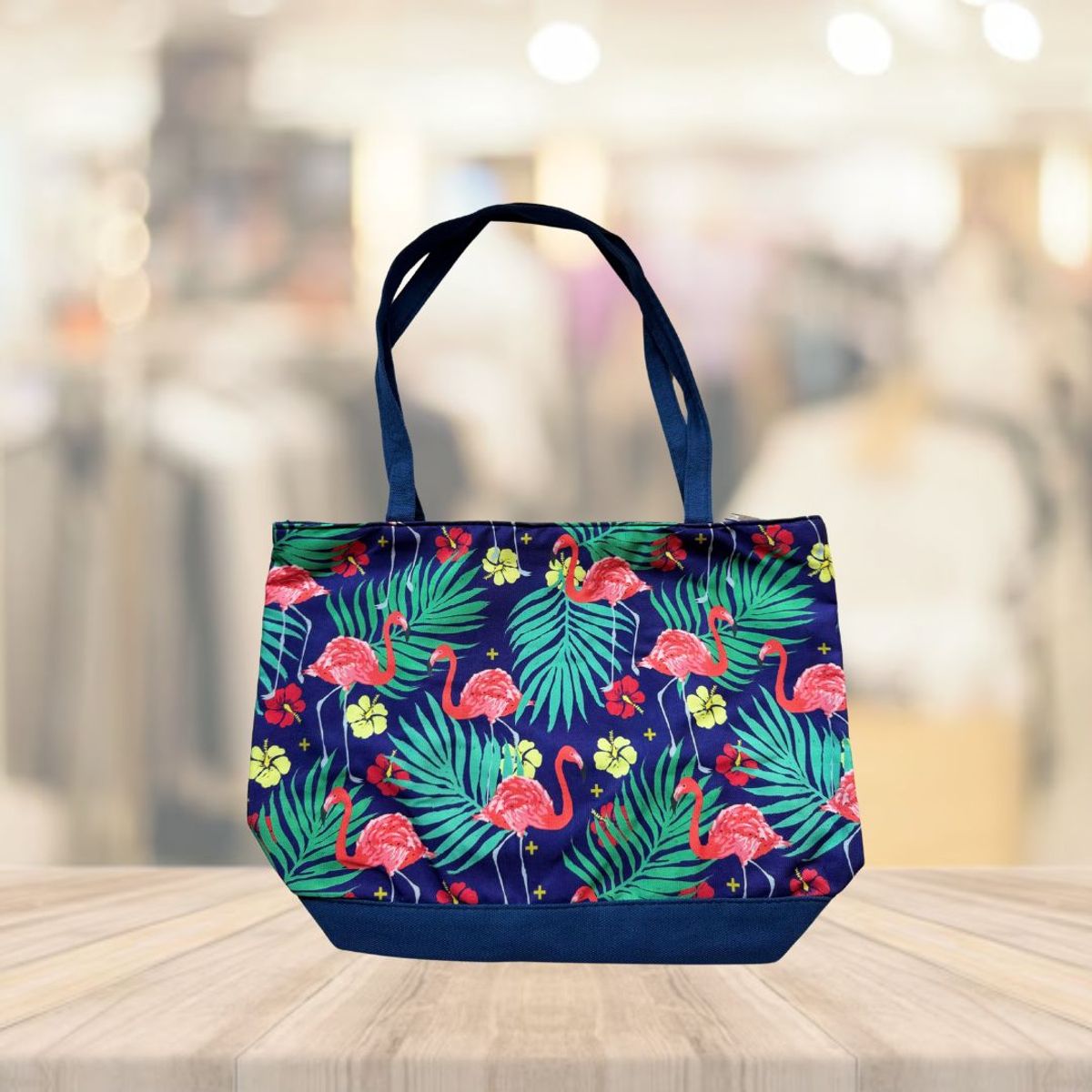 KAST PE - Bolso cartera verano Peacock estampado de flamencos y hojas - azul