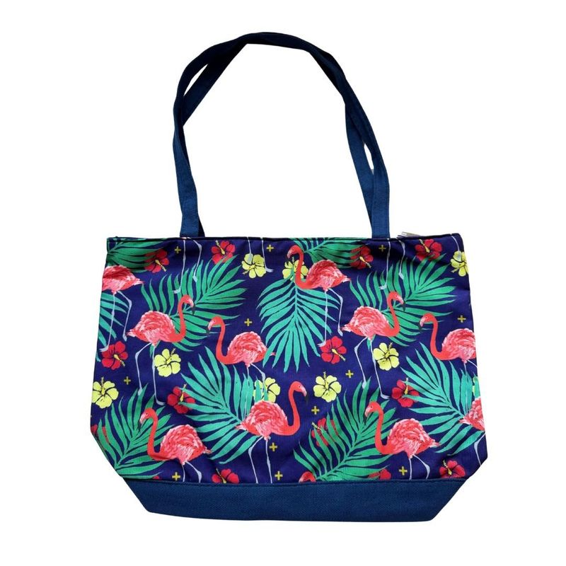 KAST PE - Bolso cartera verano Peacock estampado de flamencos y hojas - azul
