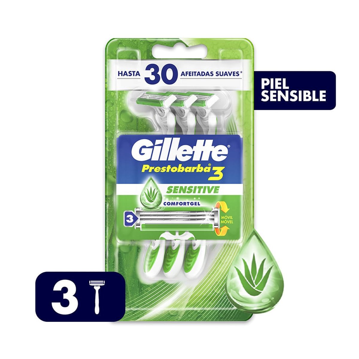 GILLETTE - PACK X4 GILLETTE PRESTOBARBA 3 MAQUINA DE AFEITAR 3UND