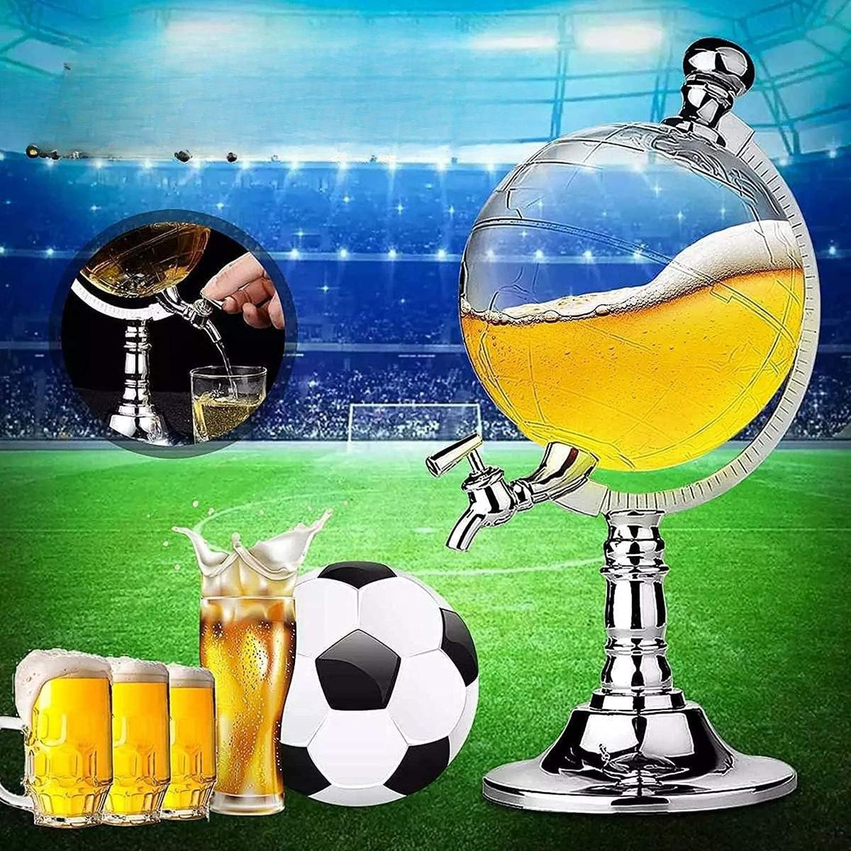 GENERICO - DISPENSADOR DE BEBIDAS 3.5 LT AGUA CERVEZA VINO LICORES GLOBO TERRÁQUEO