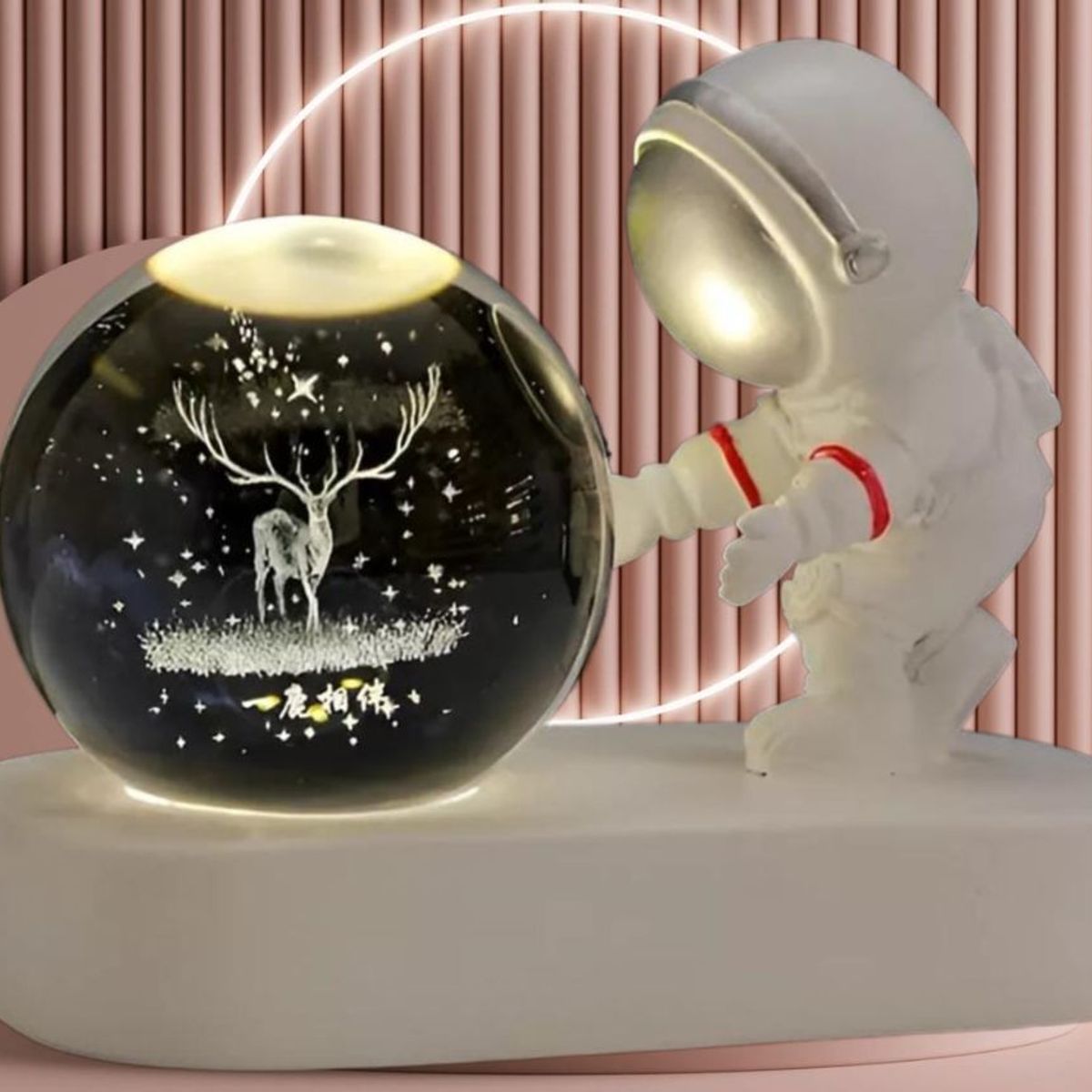 GENERICO - ESFERA CRISTAL LÁMPARA LUZ LED MULTICOLOR 3D ASTRONAUTA ADORNO DECORATIVO