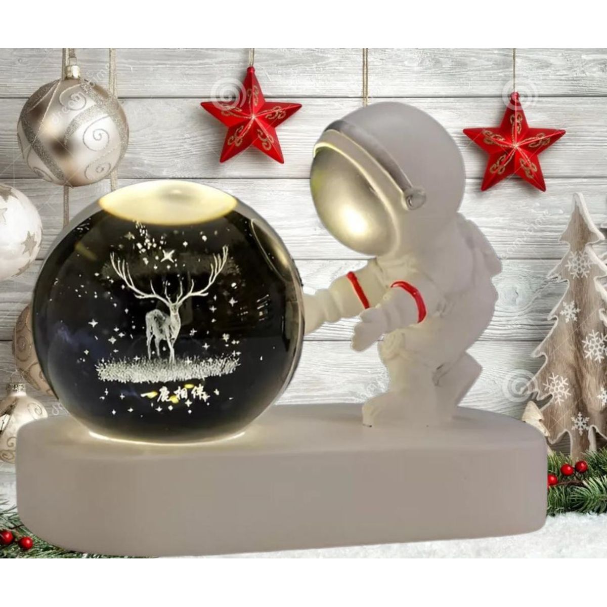 GENERICO - ESFERA CRISTAL LÁMPARA LUZ LED MULTICOLOR 3D ASTRONAUTA ADORNO DECORATIVO