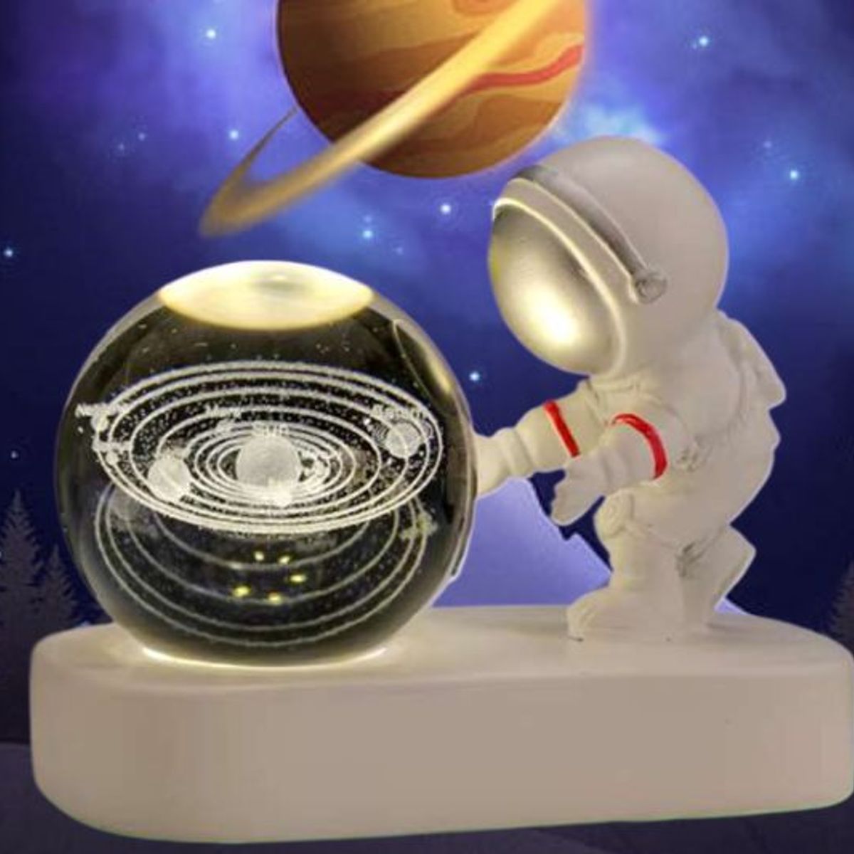 GENERICO - ESFERA CRISTAL LÁMPARA LUZ LED MULTICOLOR 3D ASTRONAUTA ADORNO DECORATIVO