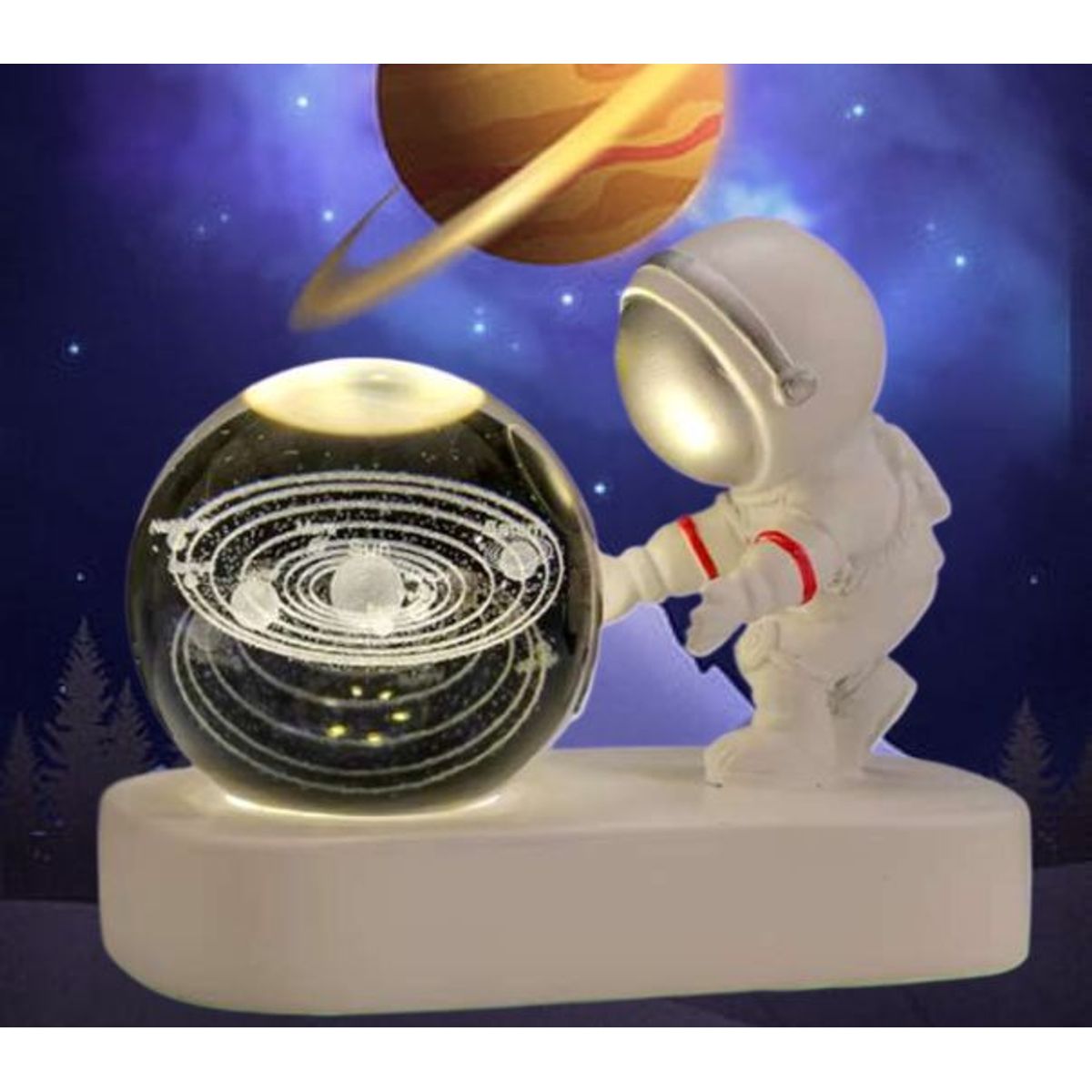 GENERICO - ESFERA CRISTAL LÁMPARA LUZ LED MULTICOLOR 3D ASTRONAUTA ADORNO DECORATIVO