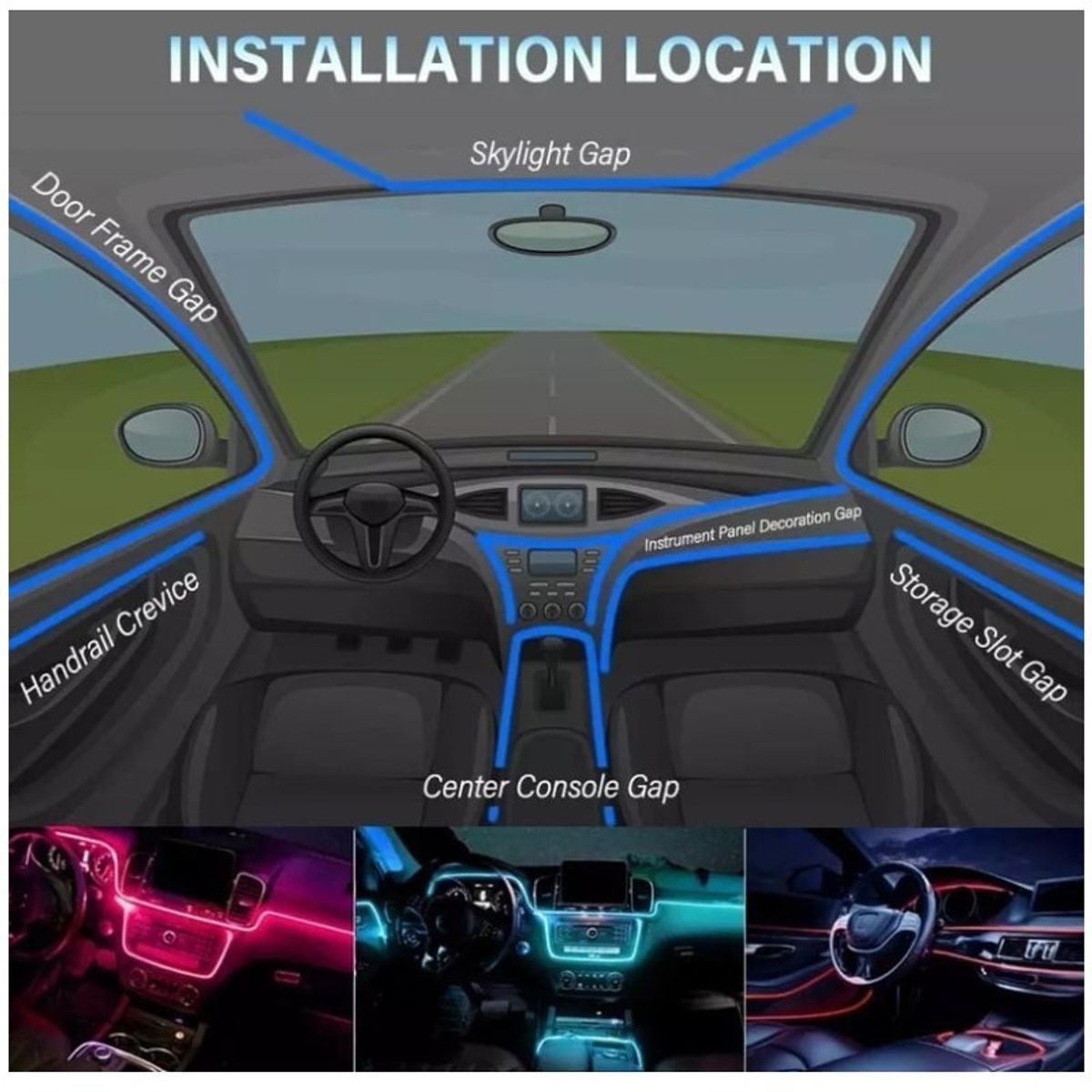 JEF - Hilo Led Interior RGB 5Mts Con APP Auto Camioneta