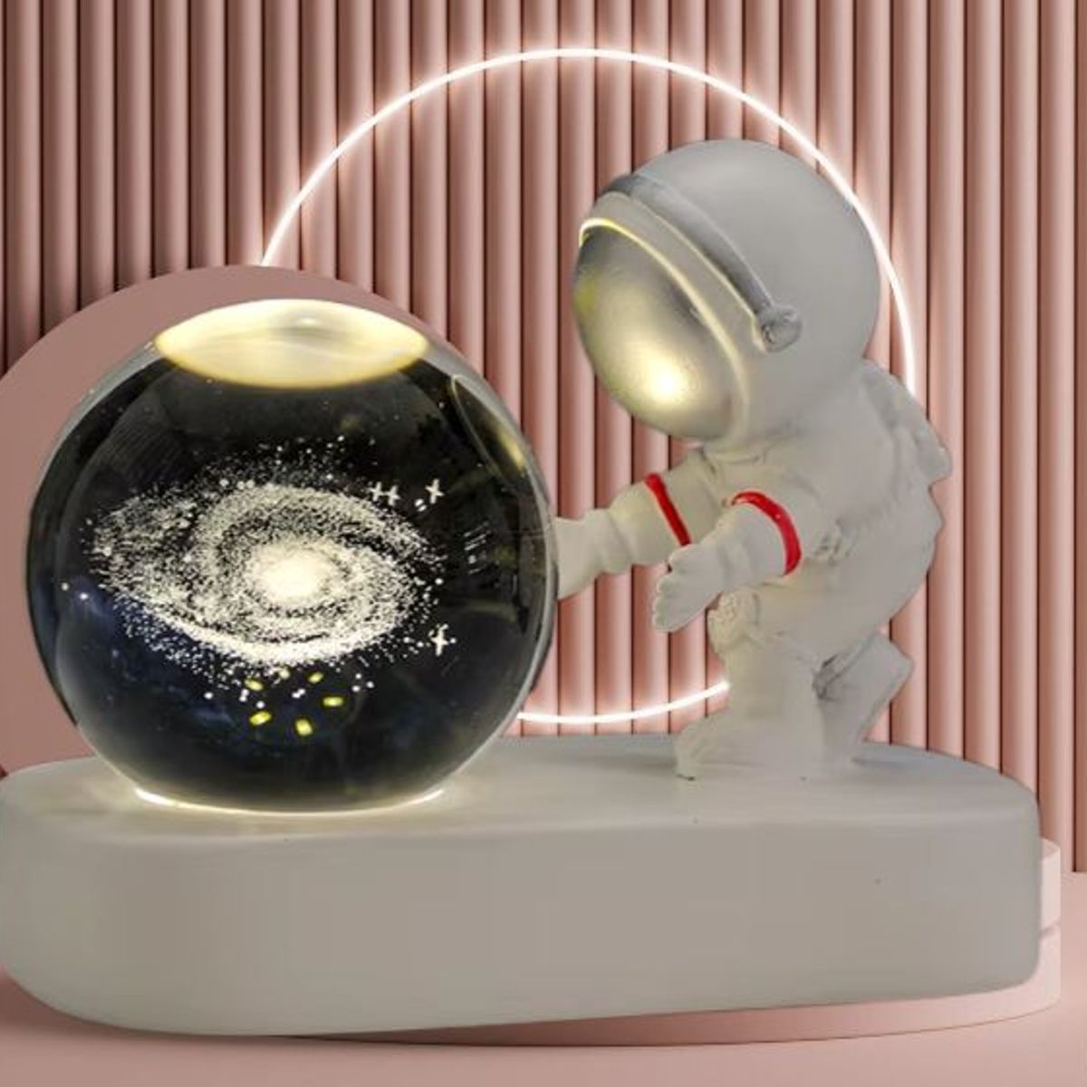 GENERICO - ESFERA CRISTAL LÁMPARA LUZ LED MULTICOLOR 3D ASTRONAUTA ADORNO DECORATIVO