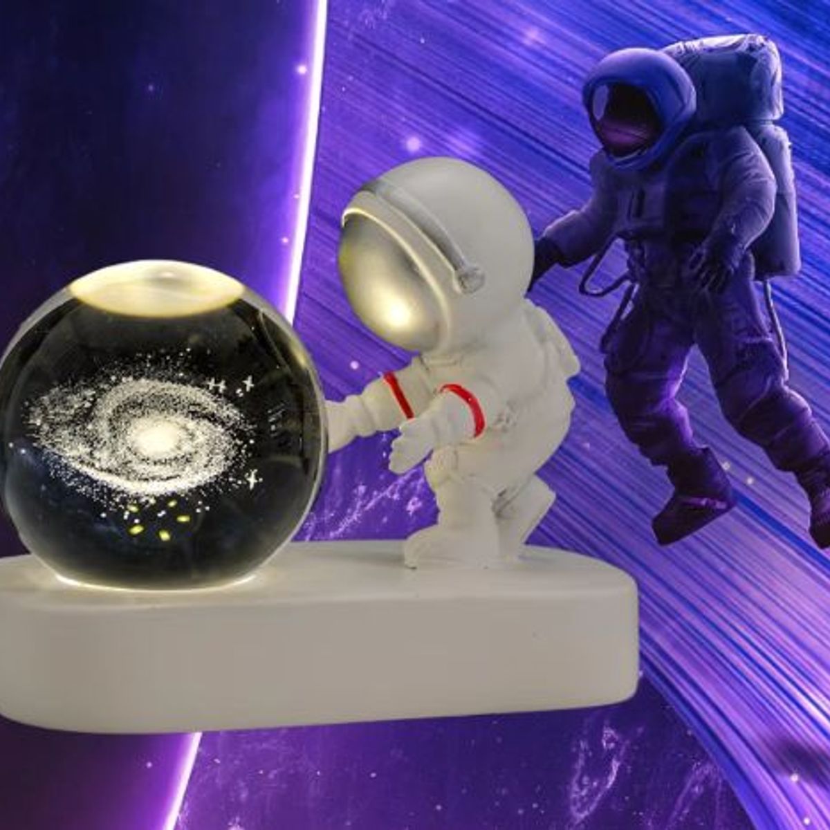 GENERICO - ESFERA CRISTAL LÁMPARA LUZ LED MULTICOLOR 3D ASTRONAUTA ADORNO DECORATIVO