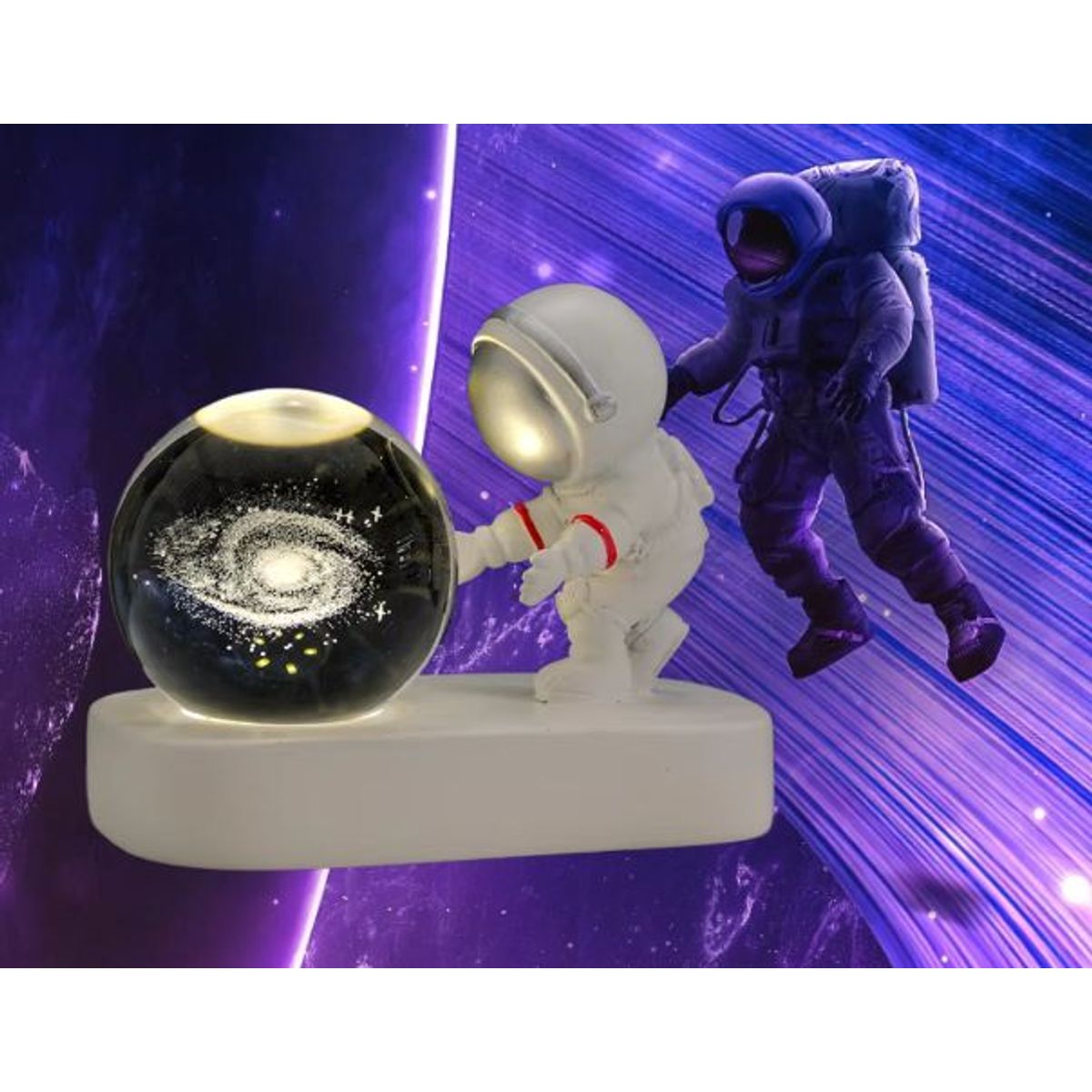 GENERICO - ESFERA CRISTAL LÁMPARA LUZ LED MULTICOLOR 3D ASTRONAUTA ADORNO DECORATIVO