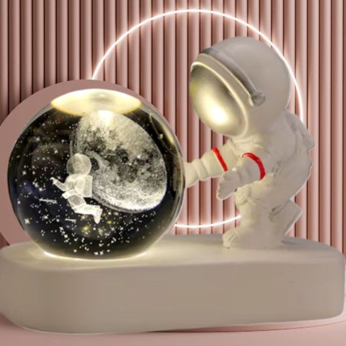 GENERICO - ESFERA CRISTAL LÁMPARA LUZ LED MULTICOLOR 3D ASTRONAUTA ADORNO DECORATIVO