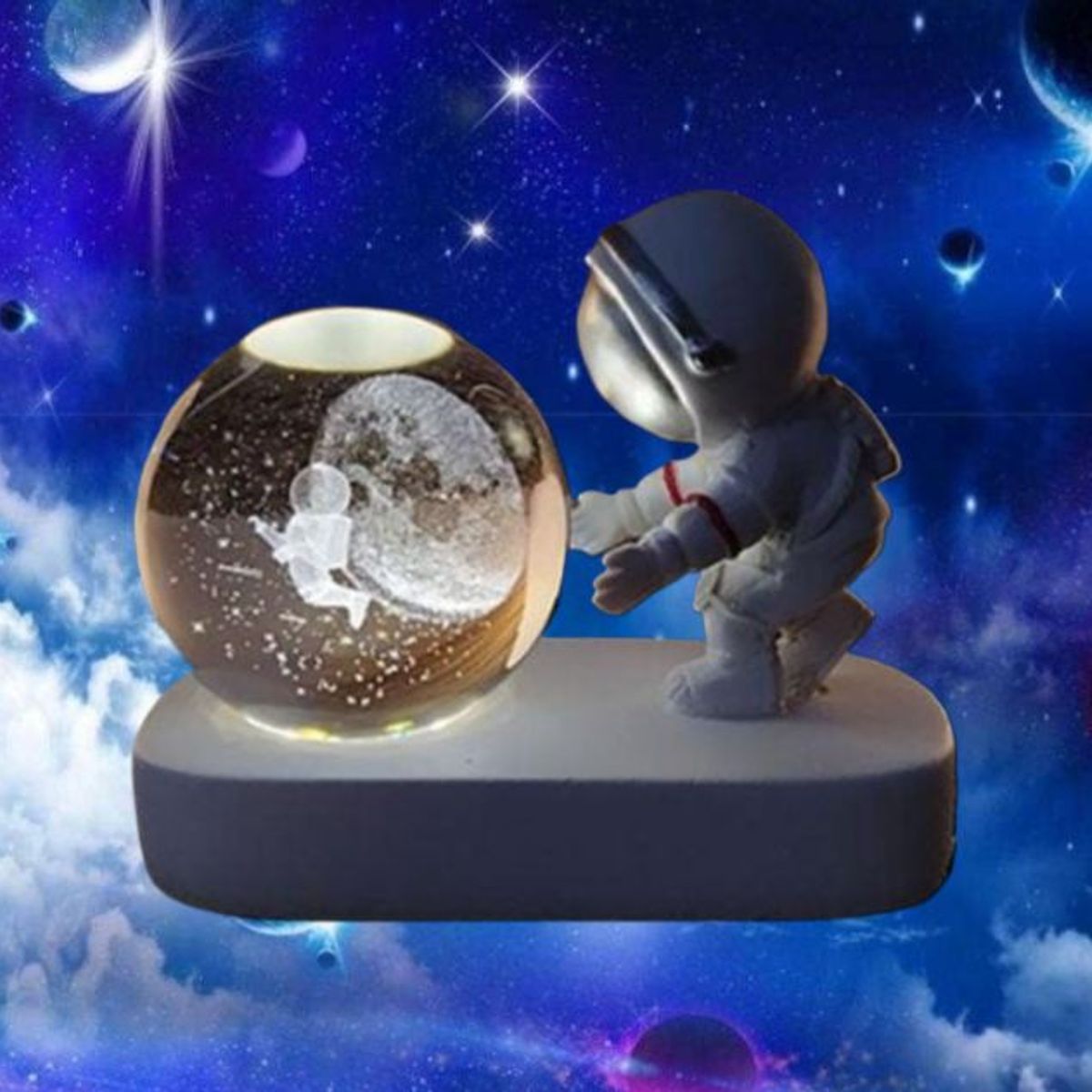 GENERICO - ESFERA CRISTAL LÁMPARA LUZ LED MULTICOLOR 3D ASTRONAUTA ADORNO DECORATIVO