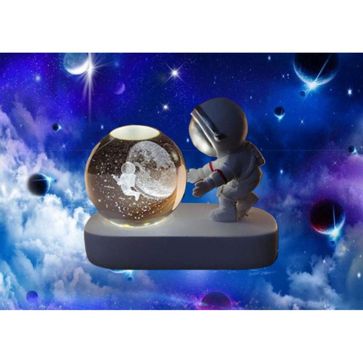 GENERICO - ESFERA CRISTAL LÁMPARA LUZ LED MULTICOLOR 3D ASTRONAUTA ADORNO DECORATIVO
