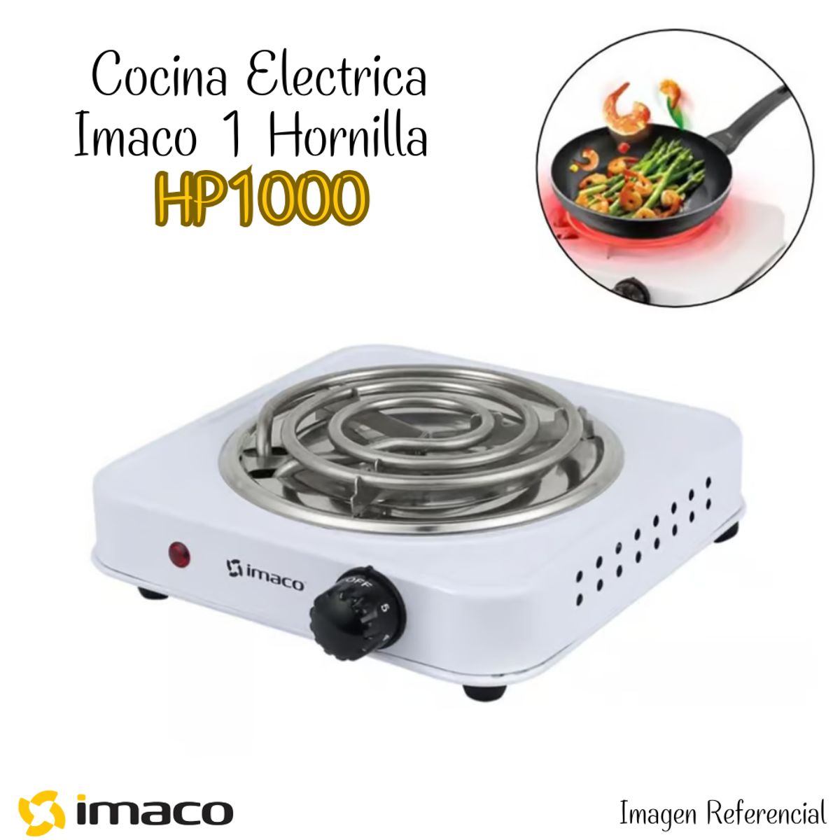 IMACO - Cocina Electrica Imaco 1 de Hornilla HP1000