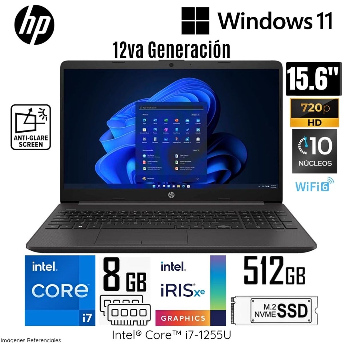 HP - Laptop HP 250 G9 Intel Core i7-1255U 8GB RAM 512GB SSD 15.6" HD - 7C6J6LA