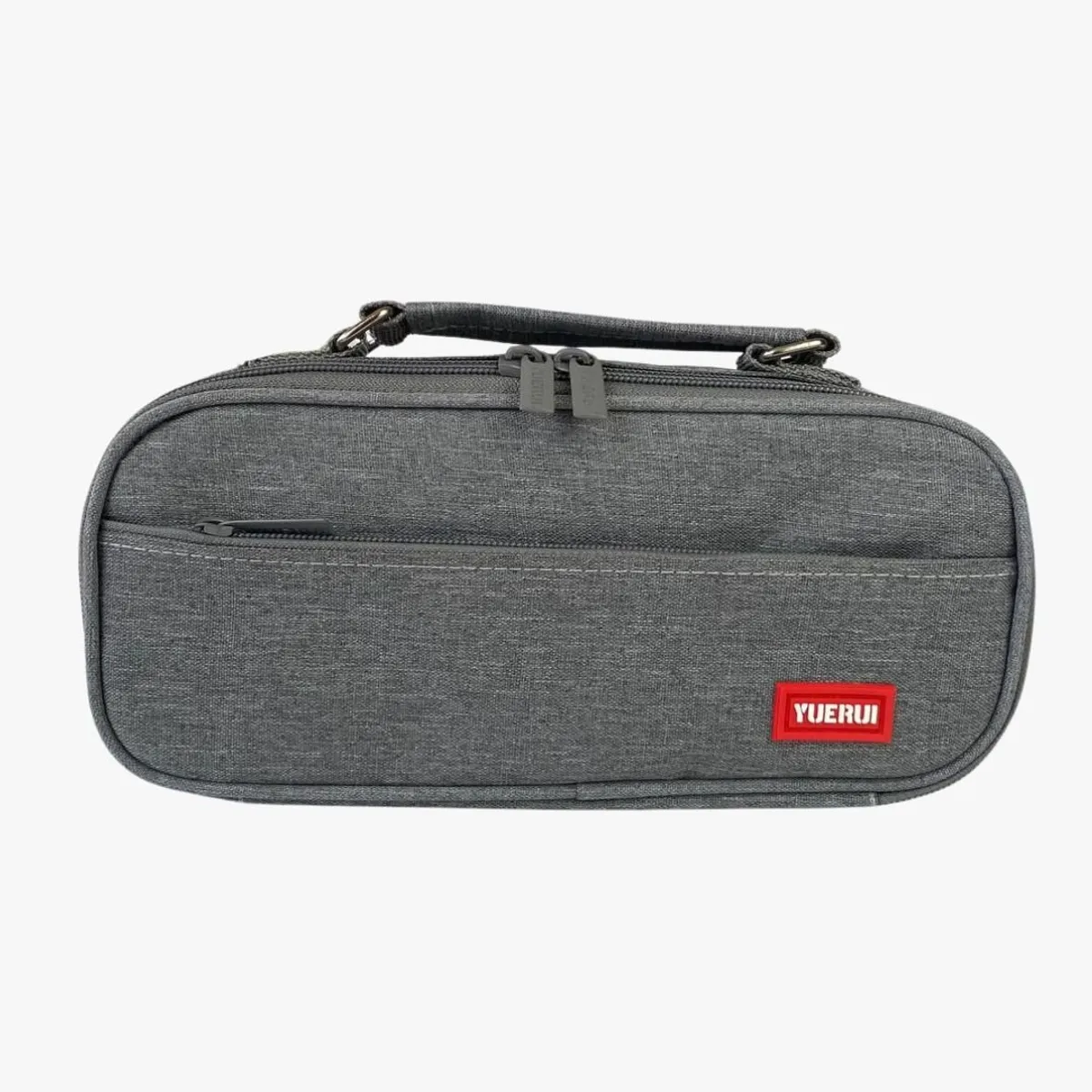 GENERICO - Cartuchera portalápices doble cierre con asa - Plomo