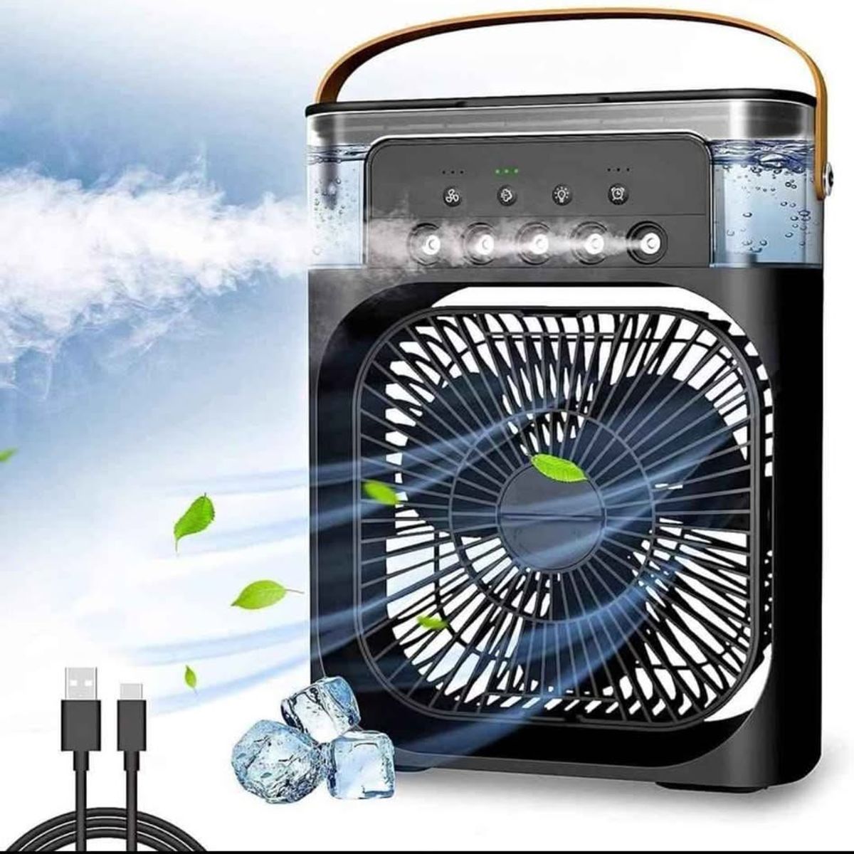 PREMIUM - Ventilador humidificador eléctrico portátil 12256 - Negro