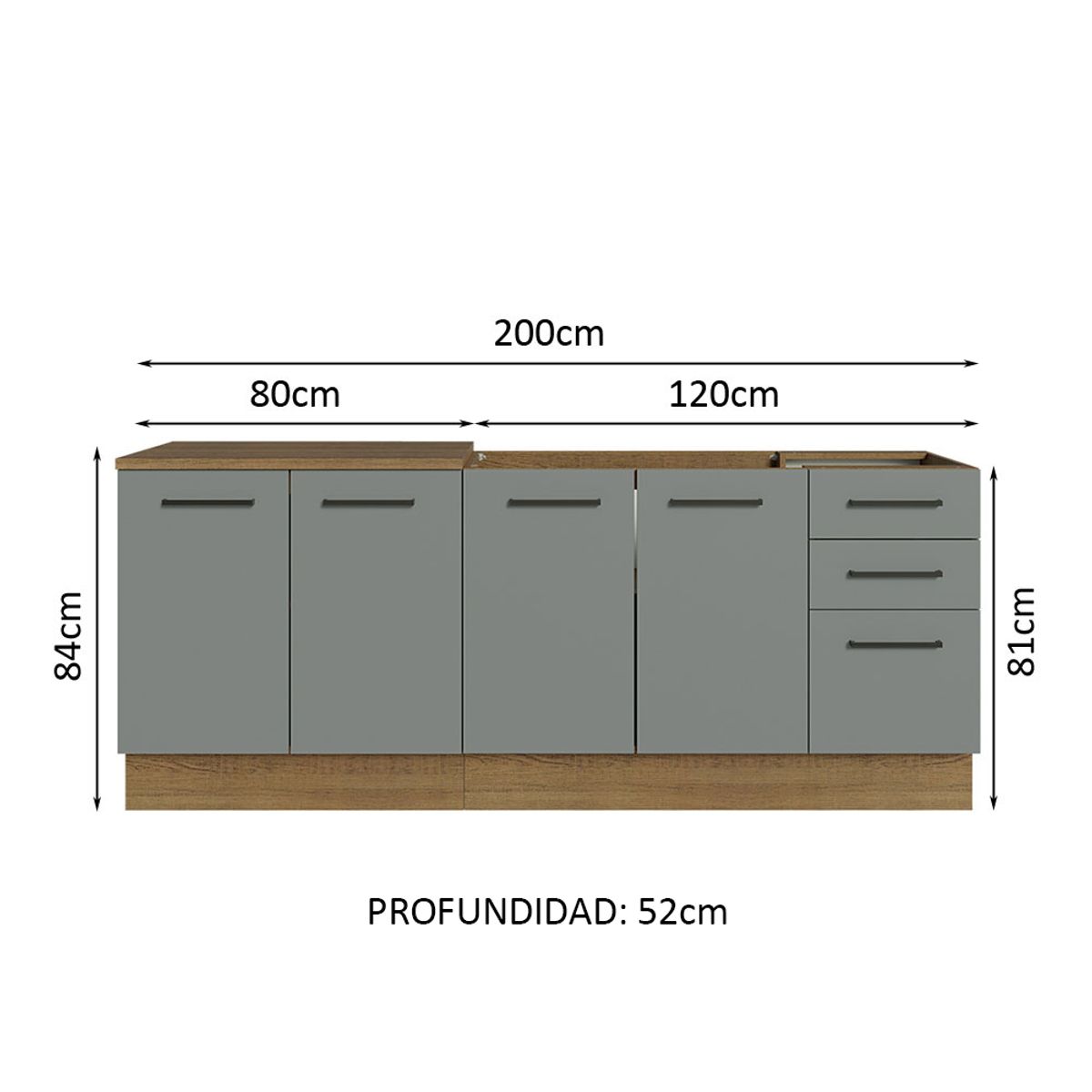 MADESA - Kit con 2 Muebles de Cocina Agata 200 cm