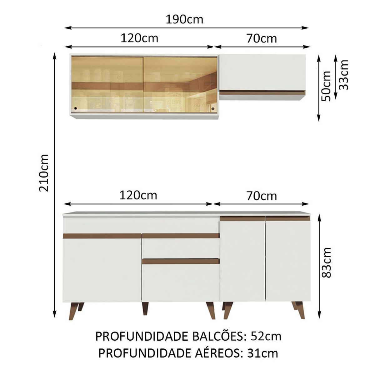 MADESA - Mueble de Cocina Integral Reims 190 cm - Con Encimera 01