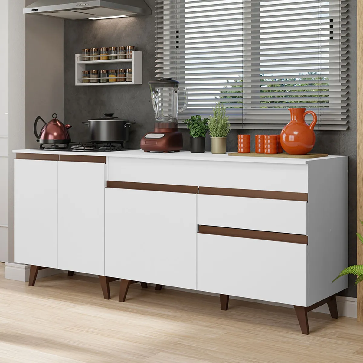MADESA - Kit 2 Muebles de Cocina Reims 190 cm - Con Encimera