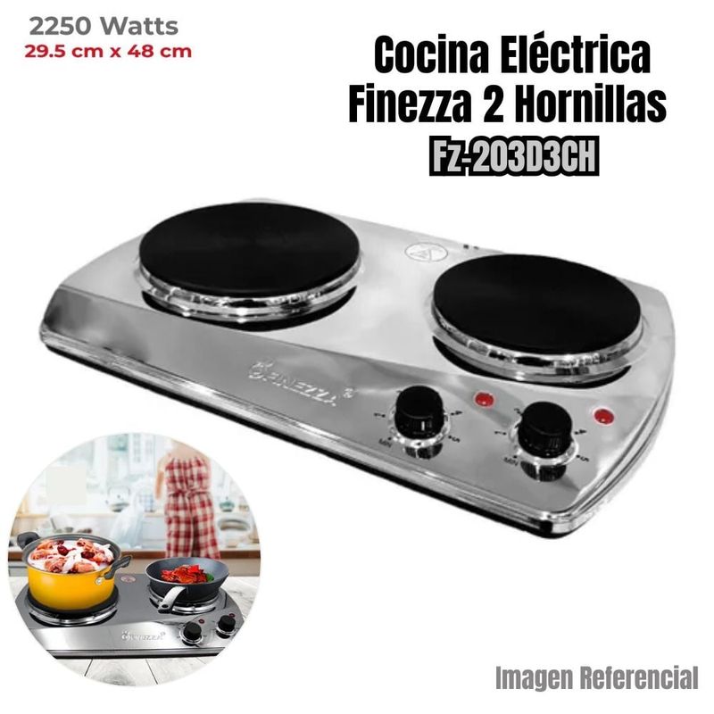 FINEZZA - Cocina Electrica Finezza de 2 Hornillas -  FZ-203D3CH