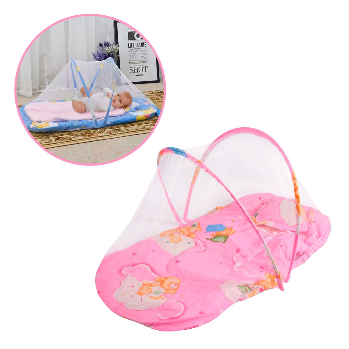 BABYPAL - Mosquitero para Bebé Portátil y Transpirable Rosado