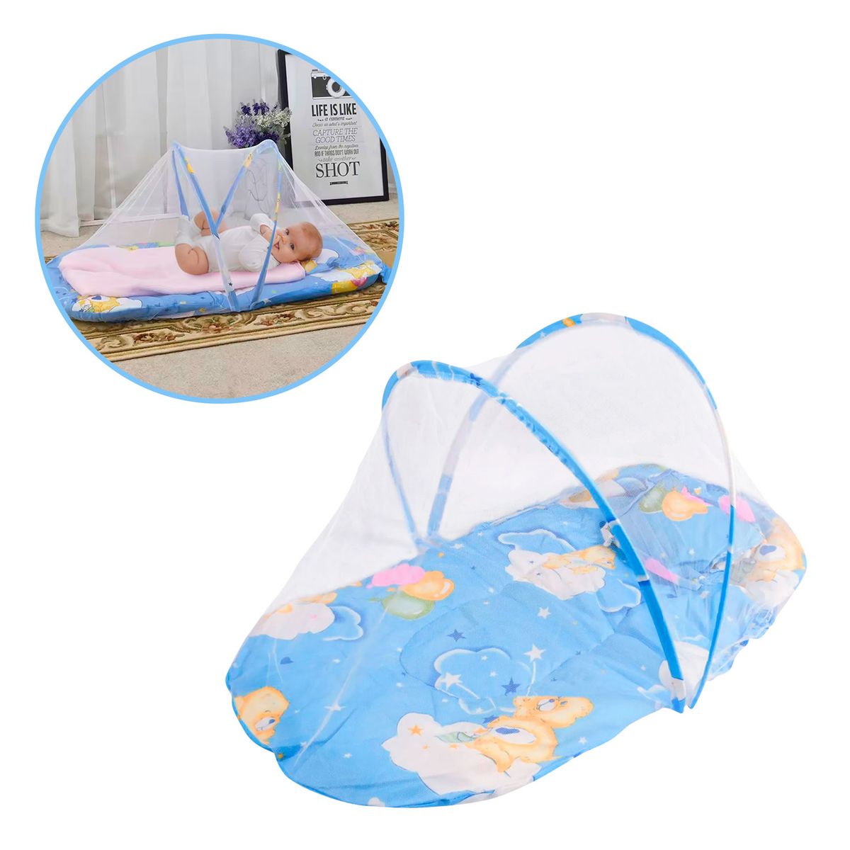 BABYPAL - Mosquitero para Bebé Portátil y Transpirable Azul