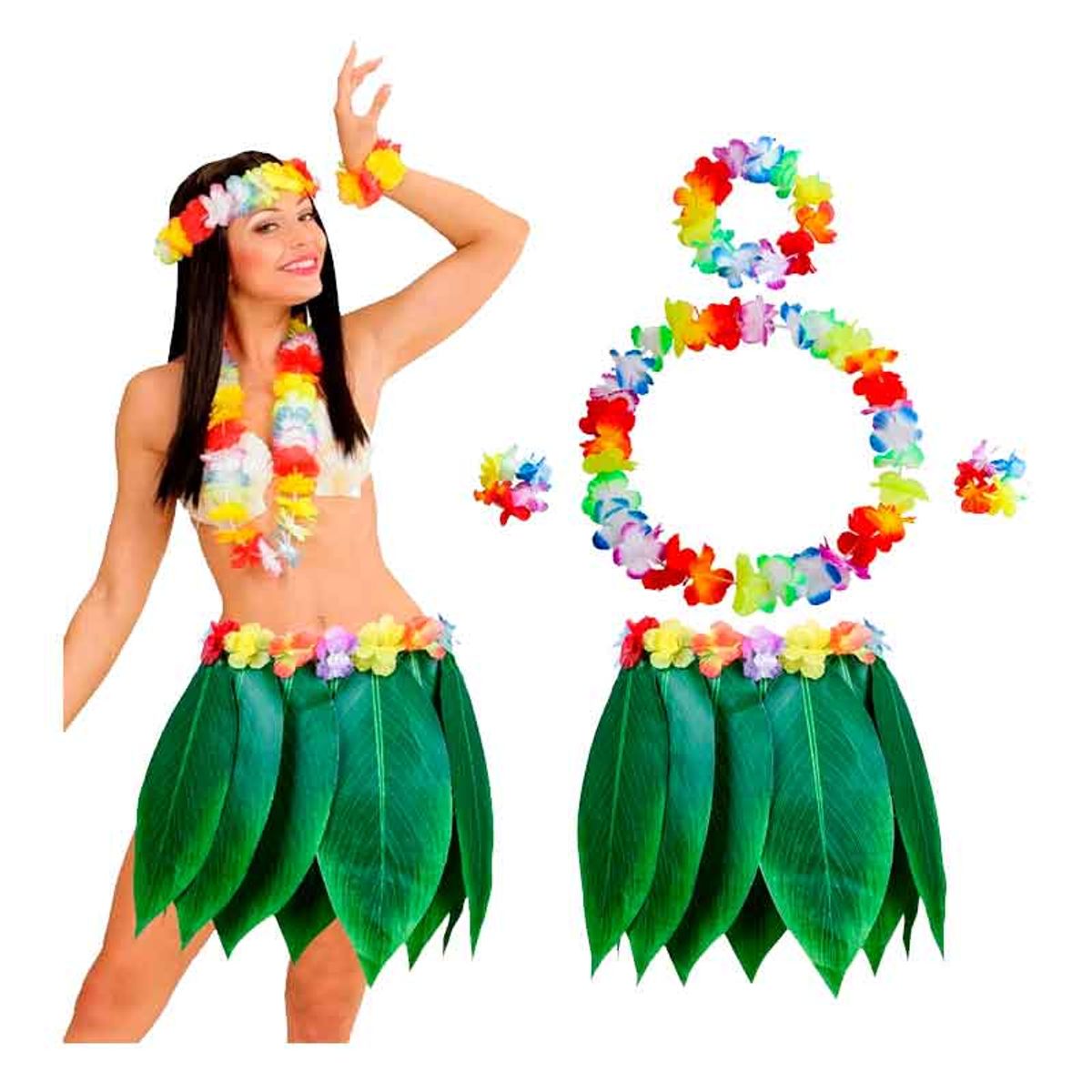 GENERICO - Falda de Hoja de Hula set de luau