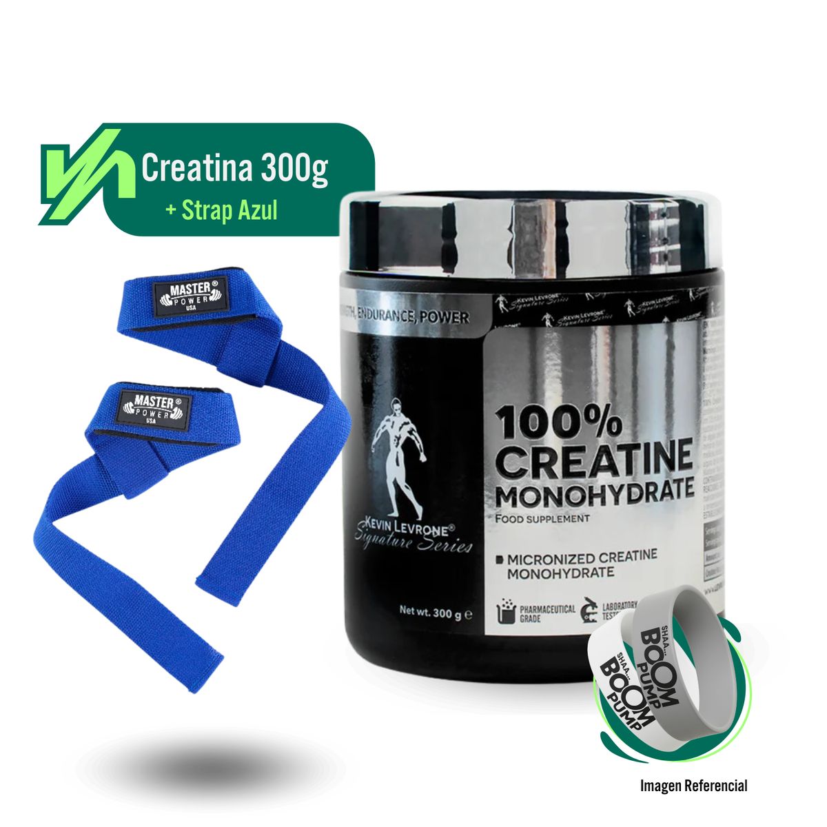 KEVIN LEVRONE - CREATINE  MONOHYDRATE  KEVIN LEVRONE  300G + STRAPS AZUL