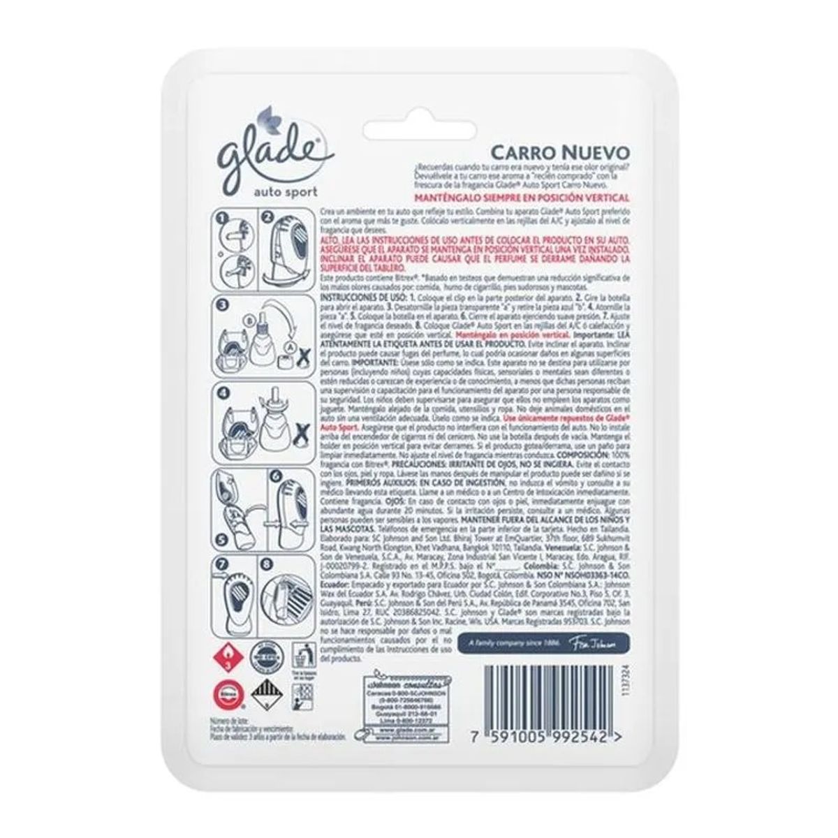 GLADE - Ambientador Glade Auto Sport New Car 7ml