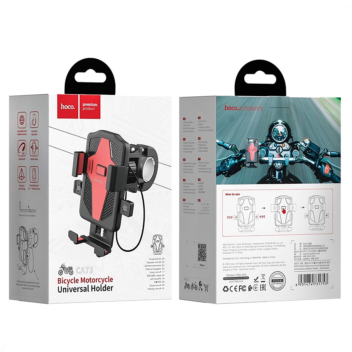 HOCO - Holder Para Celular Hoco CA73 para Moto bicicleta 360°