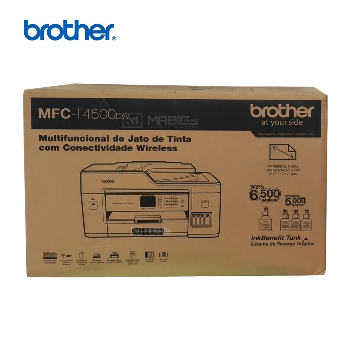 BROTHER - Impresora Multifuncional Brother MFC-T4500DW A3 Duplex WIFI ADF FAX
