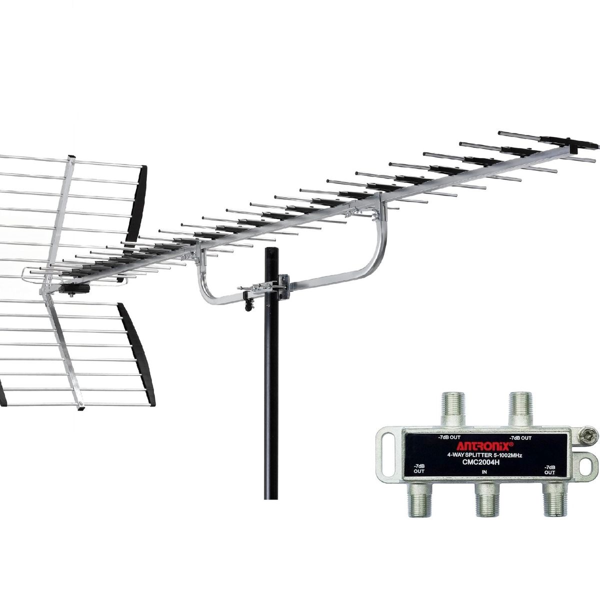 Easy Corp - ANTENA DIGITAL GRANDE PARA 4 TELEVISORES CANALES EN HD CON SPLITTER