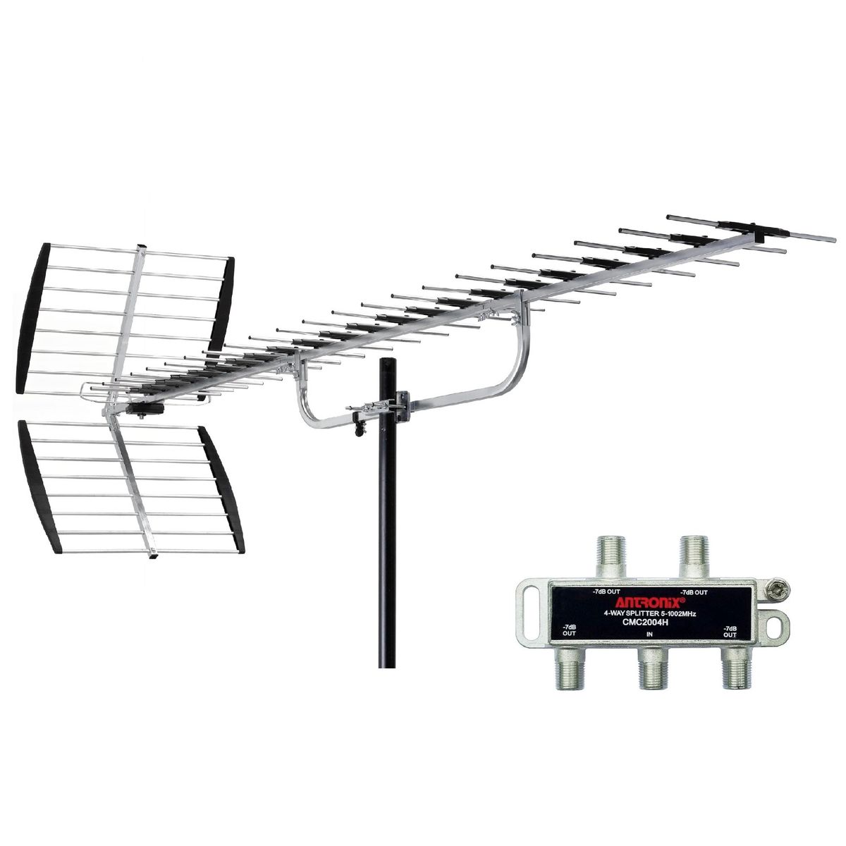 Easy Corp - ANTENA DIGITAL GRANDE PARA 4 TELEVISORES CANALES EN HD CON SPLITTER