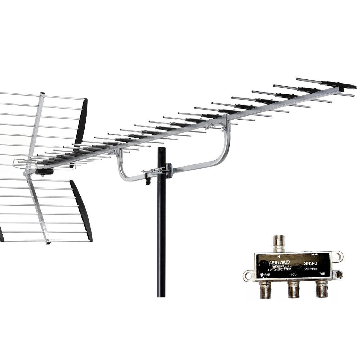 Easy Corp - ANTENA DIGITAL GRANDE PARA 3 TELEVISORES CANALES EN HD CON SPLITTER