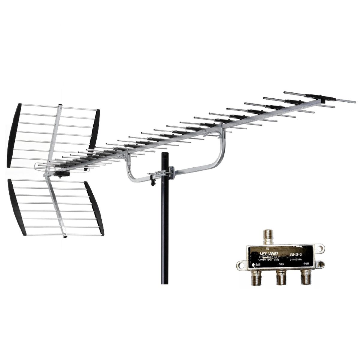 Easy Corp - ANTENA DIGITAL GRANDE PARA 3 TELEVISORES CANALES EN HD CON SPLITTER