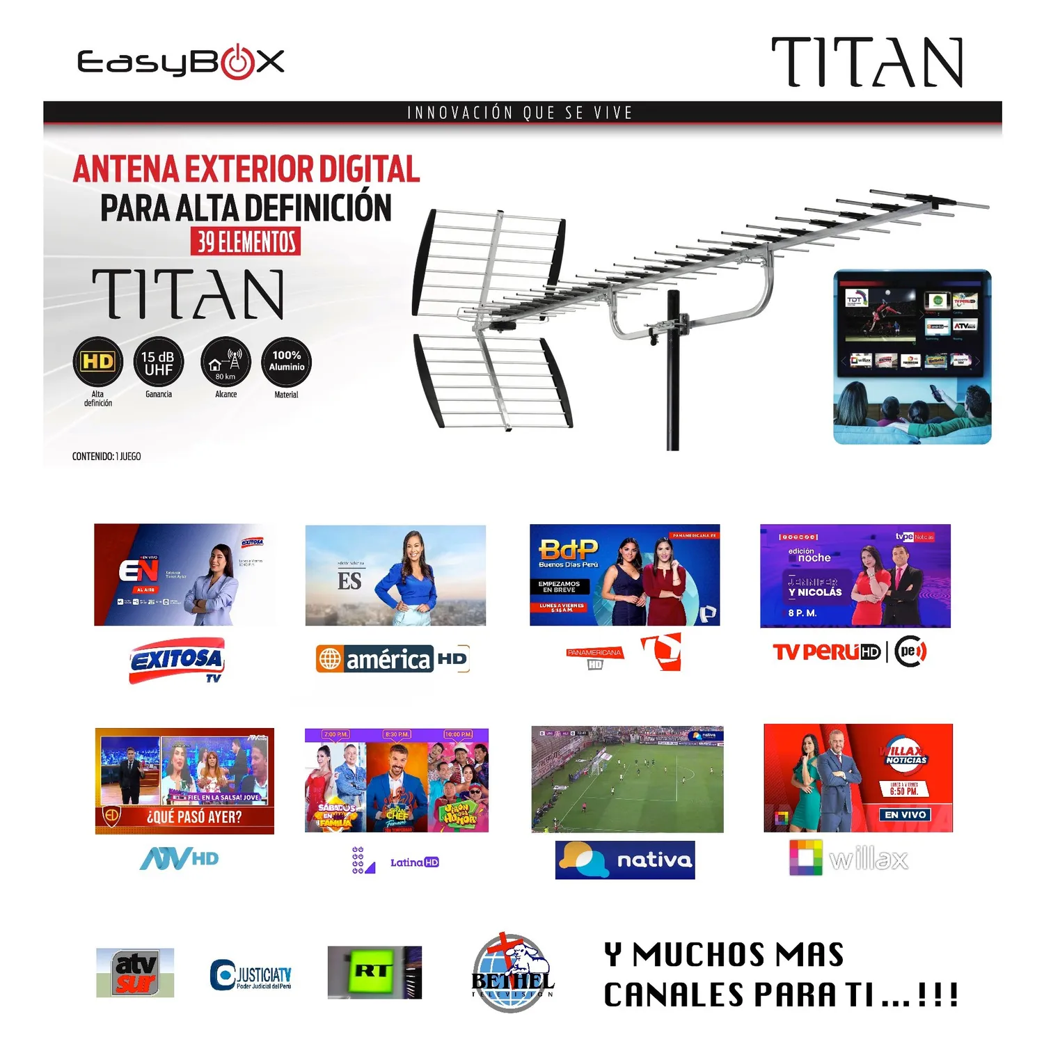 Amplificador De Señal Para Antena De TV Analógica O Digital, 1 Entrada Y 3 Salidas, Alimentación 220V