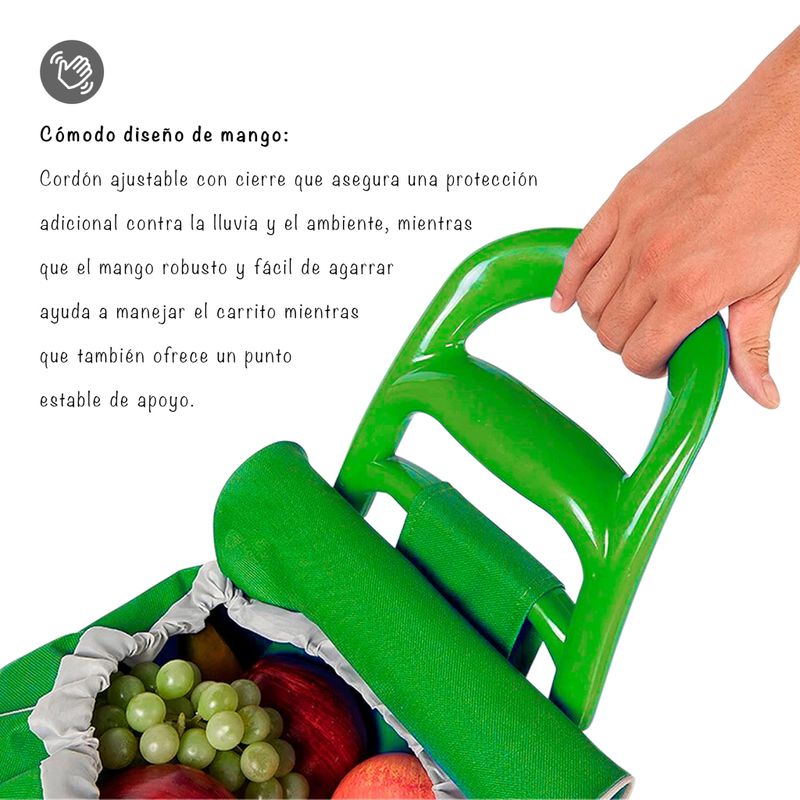 GENERICO - COCHE GRANDE CARRITO COMPRAS MERCADO HOGAR CON BOLSILLO Y CIERRE