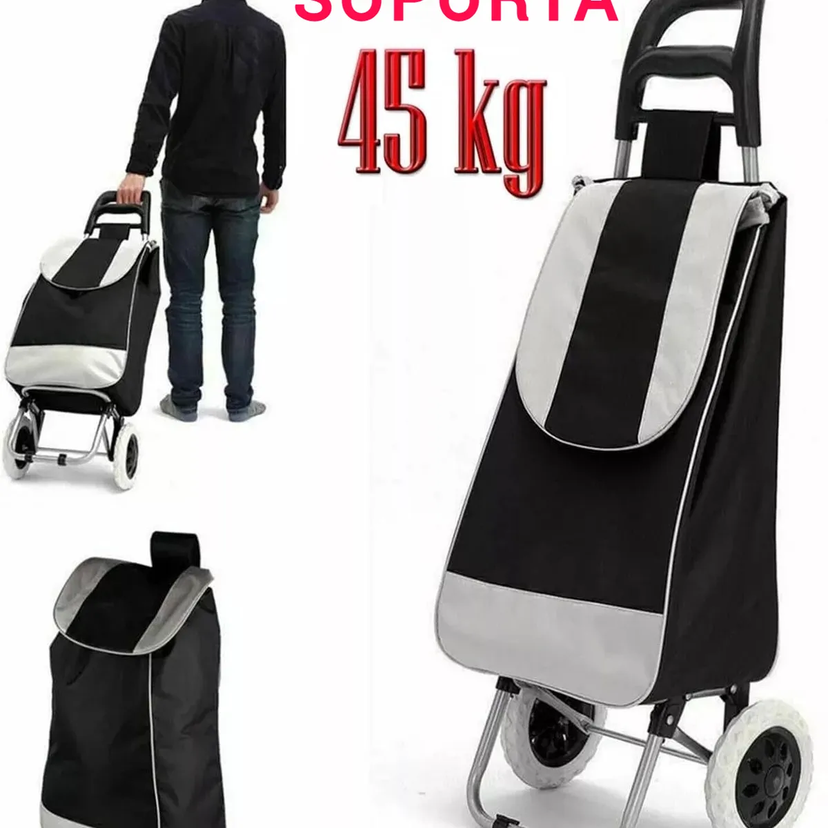 GENERICO - COCHE GRANDE CARRITO COMPRAS MERCADO HOGAR CON BOLSILLO Y CIERRE