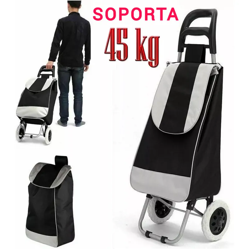 GENERICO - COCHE GRANDE CARRITO COMPRAS MERCADO HOGAR CON BOLSILLO Y CIERRE