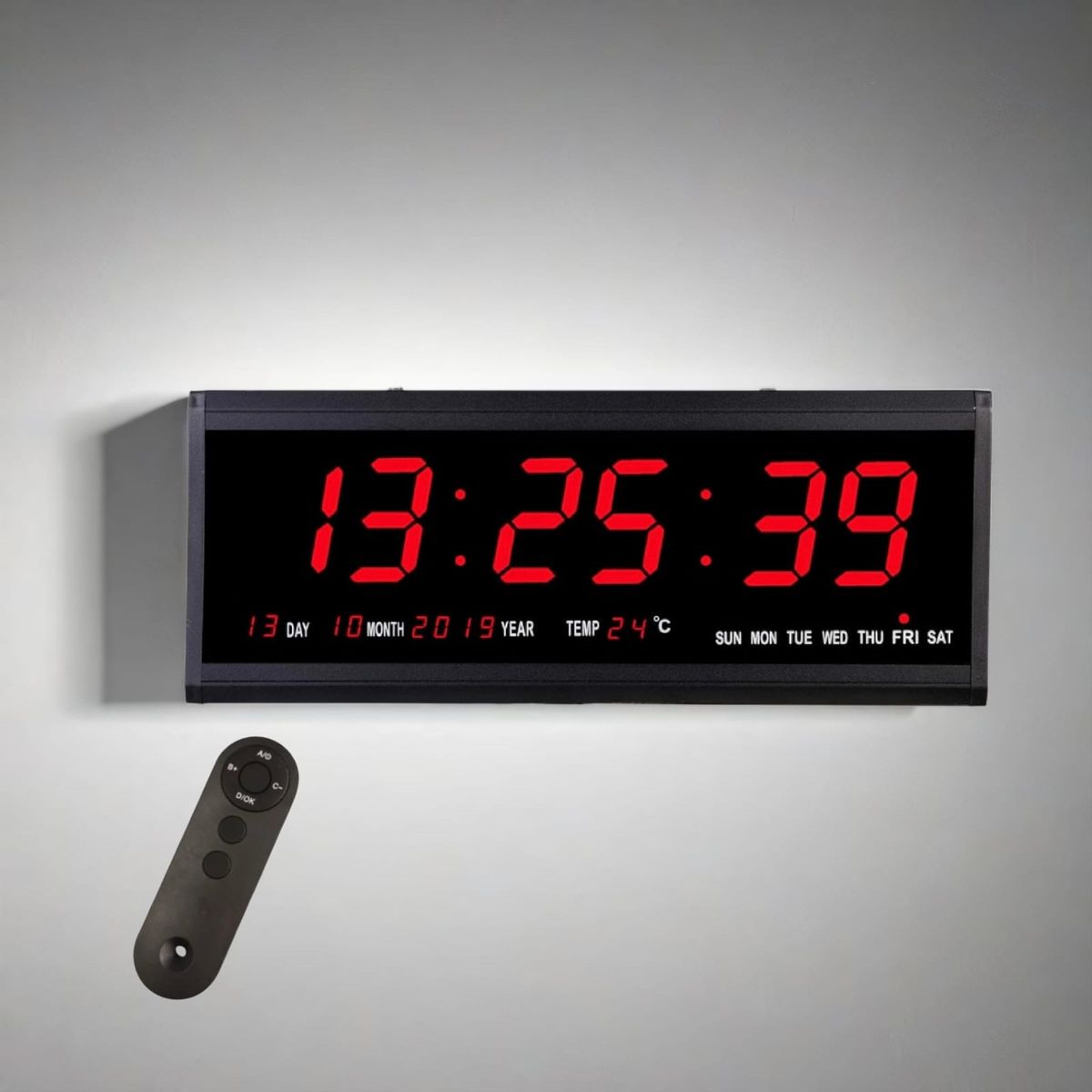 GENERICO - Reloj Digital de Pared con Cronómetro y Control 48x19cm