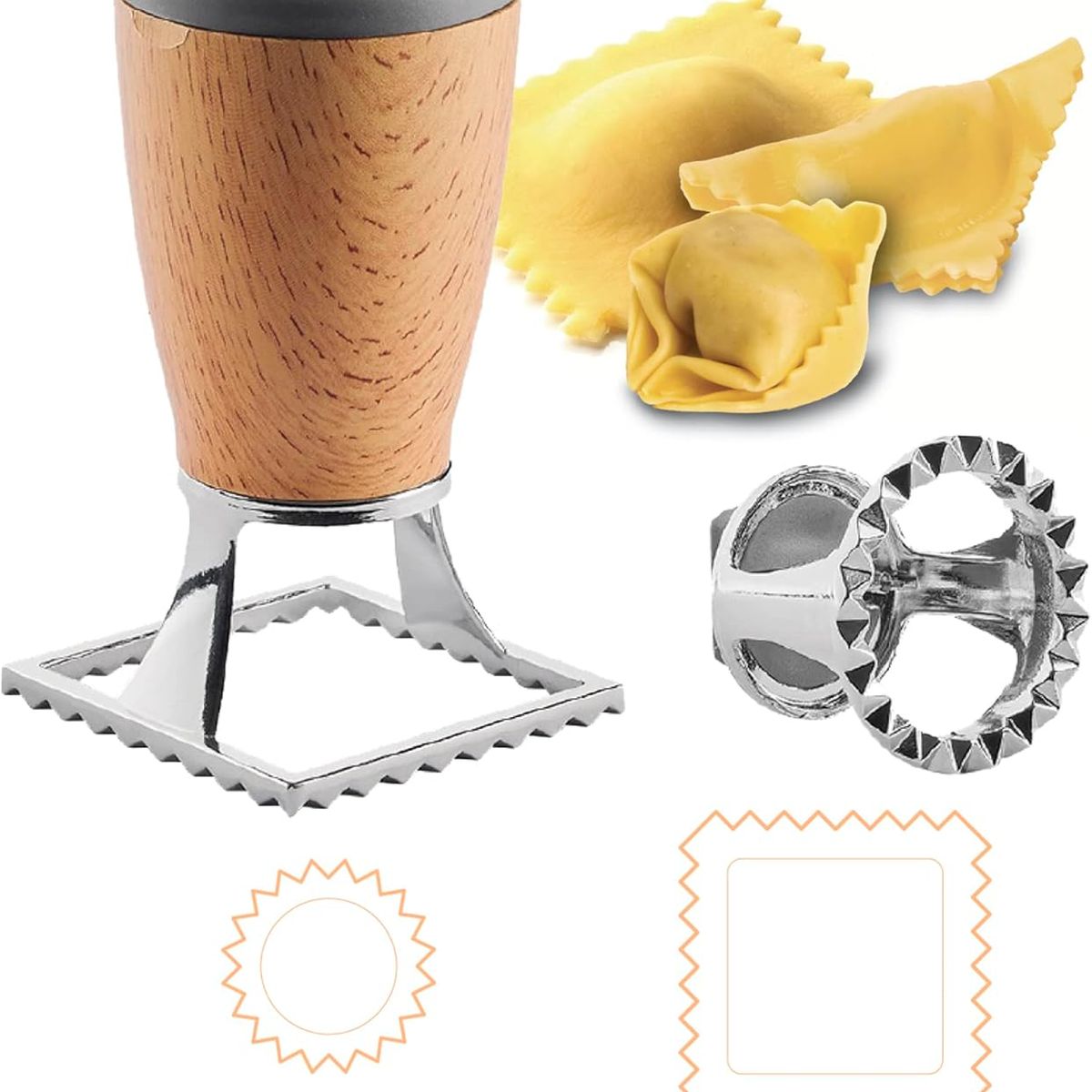 PEDRINI - Cortador de ravioles 2 en 1, con contenedor, cuadrado y redondo Pedrini