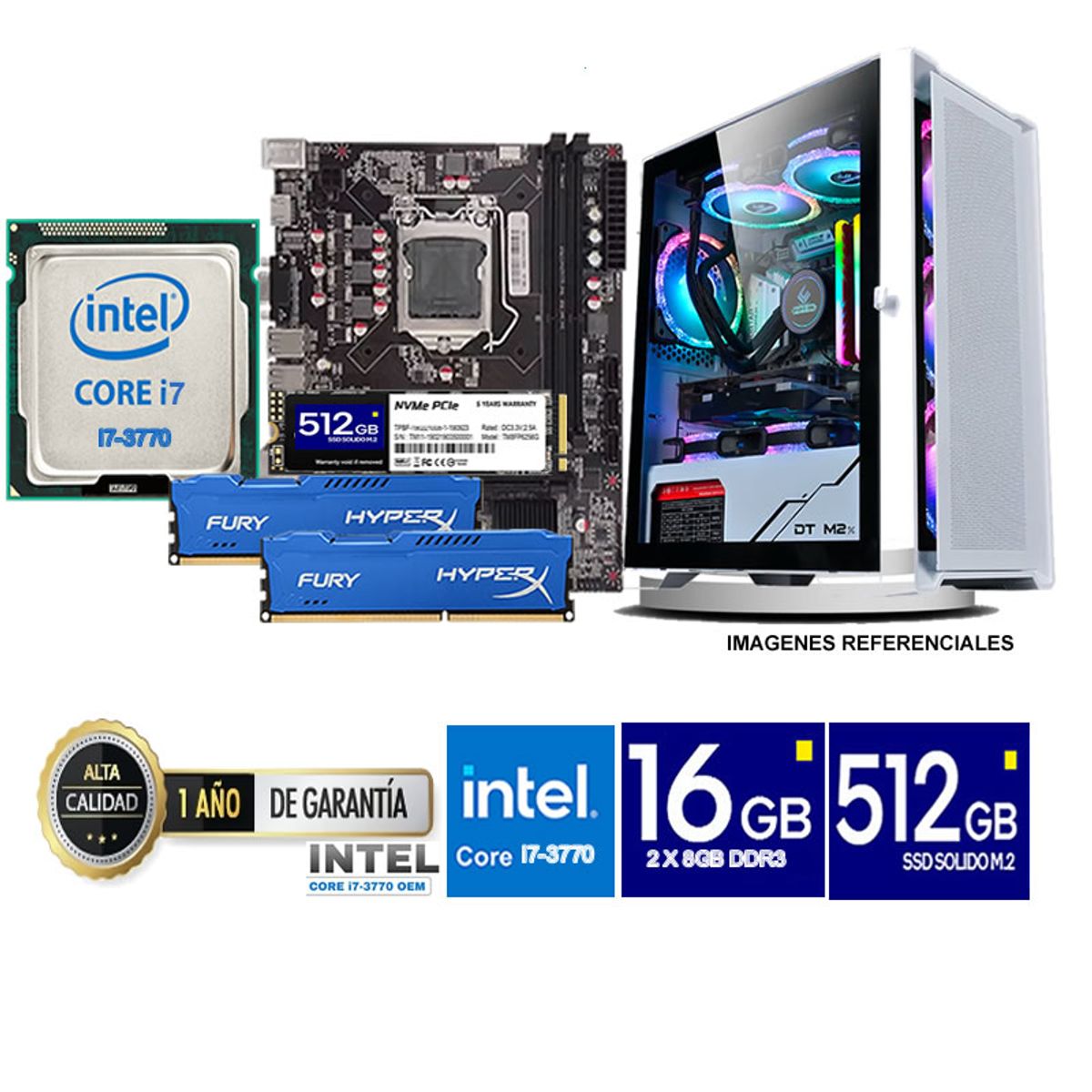 INTEL - Computadora Pc Intel Core i7 3770  Monitor 24 fhd' RAM 16 GB SSD 500 GB