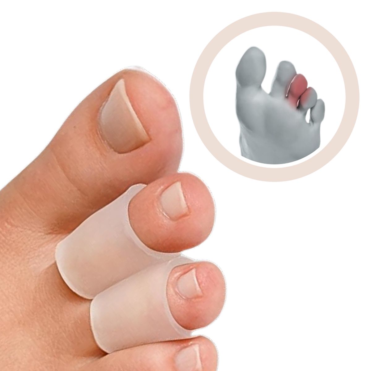 GENERICO - Almohadilla gel suave dedos pie tubitos x2und plantilla